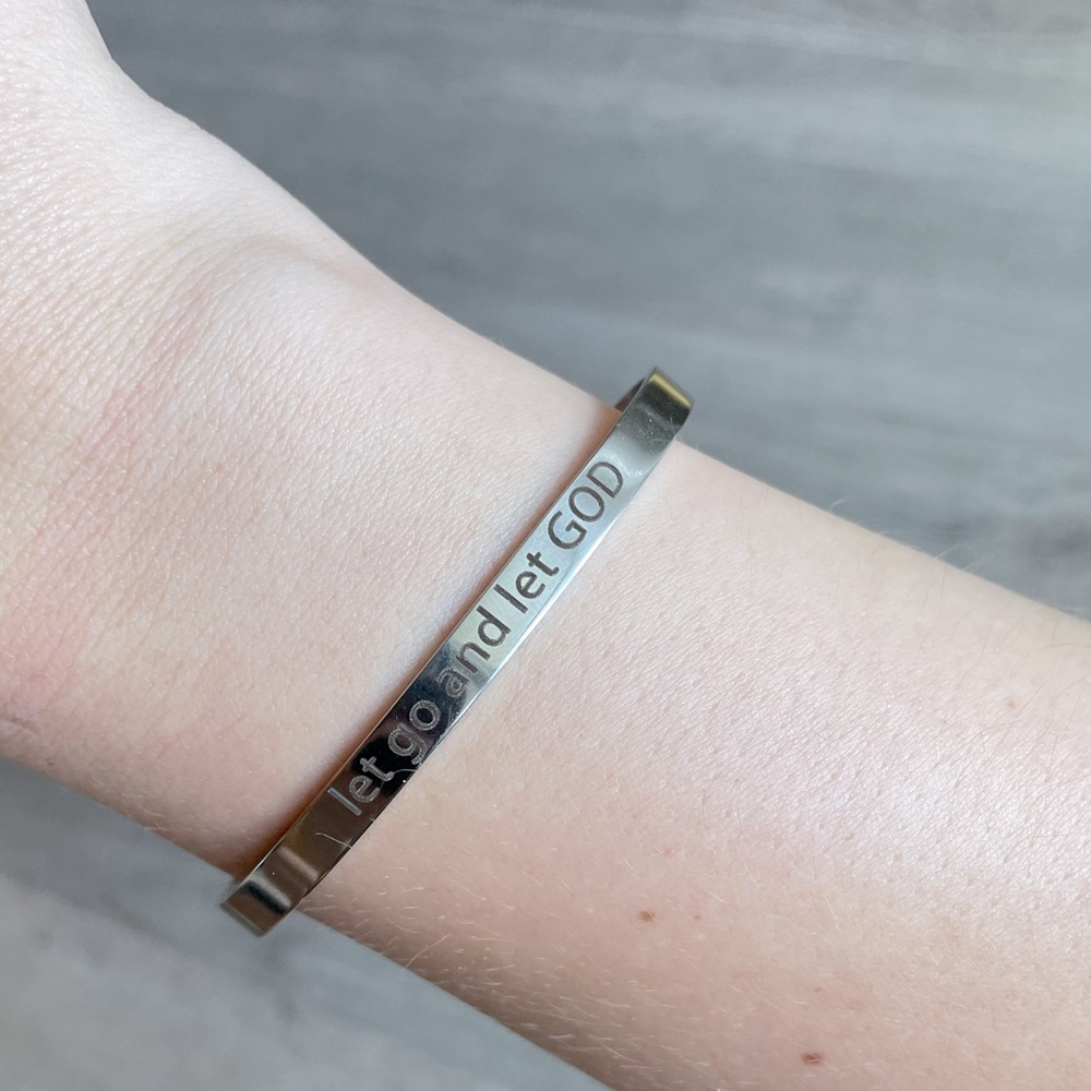 Pink Box - Stainless Steel Engraved Cuff Bracelet